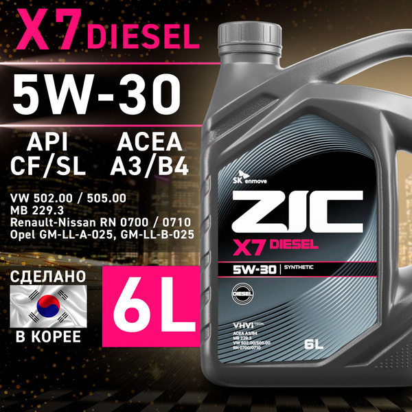 Масло моторное ZIC X7 Diesel 5W-30 Синтетическое 6 л 172610 купить c ...