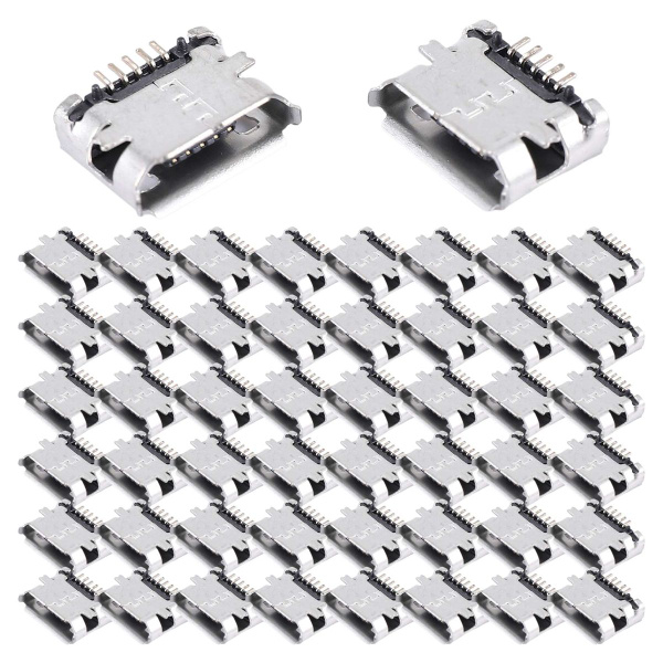 50 шт. печатная плата SMT Micro-USB типа B 5-контактная розетка-адаптер ...