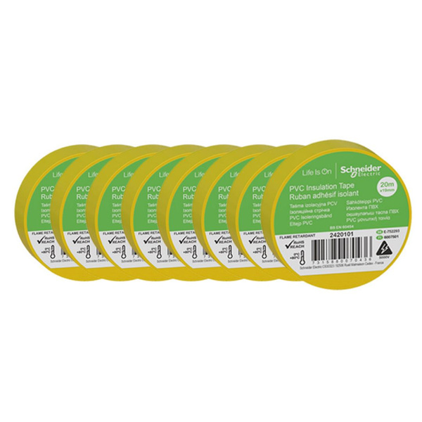 Schneider Electric Изолента 19 мм 20 м 0.15 мкм, 8 шт. - купить с ...
