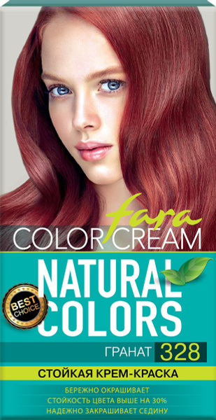 Fara Natural Colors стойкая крем-краска для волос тон 328 Гранат, 95 мл ...