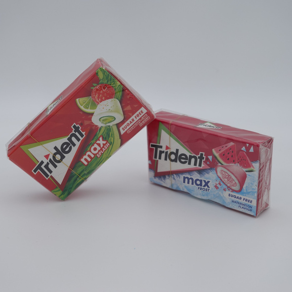 Жевательная резинка Trident Max EU 2 шт. Арбуз 20г, Клубника Лайм 22г ...