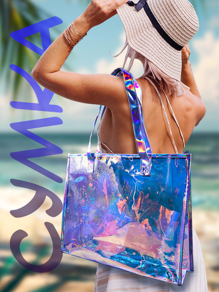 Сумка шоппер прозрачная на плечо для пляжа купить на OZON по низкой ...