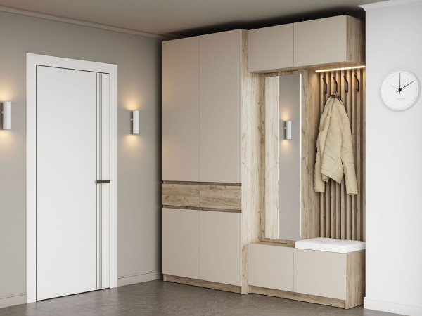 Прихожая комплект Бостон с полками, с ящиками, со штангой, с вешалкой ...