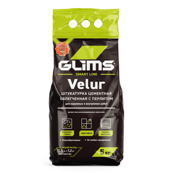 Штукатурка GLIMS VeLuR 5 кг - купить с доставкой по выгодным ценам в ...