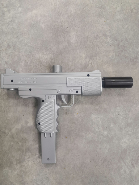 Детский пистолет-автомат пластмассовый УЗИ M36 серебристого цвета ...