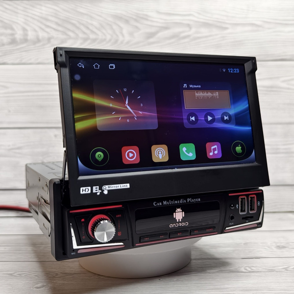Выдвижная Андроид магнитола 1DIN 4+64 GB с сенсорным 7 дюймовым IPS ...