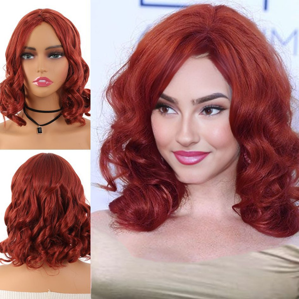 Парик натуральный 30 см рыжий короткий вьющийся парик Красный купить c ...