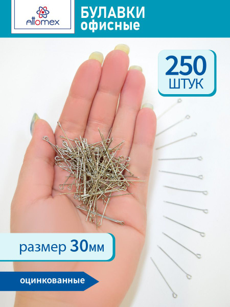 Булавки офисные оцинкованные 30 мм. 250 шт. купить на OZON по низкой ...