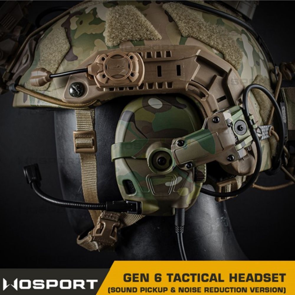 Наушники активные тактические 6TH Gen Tactical headset/гарнитура/поворотные крепления на шлем мультикам