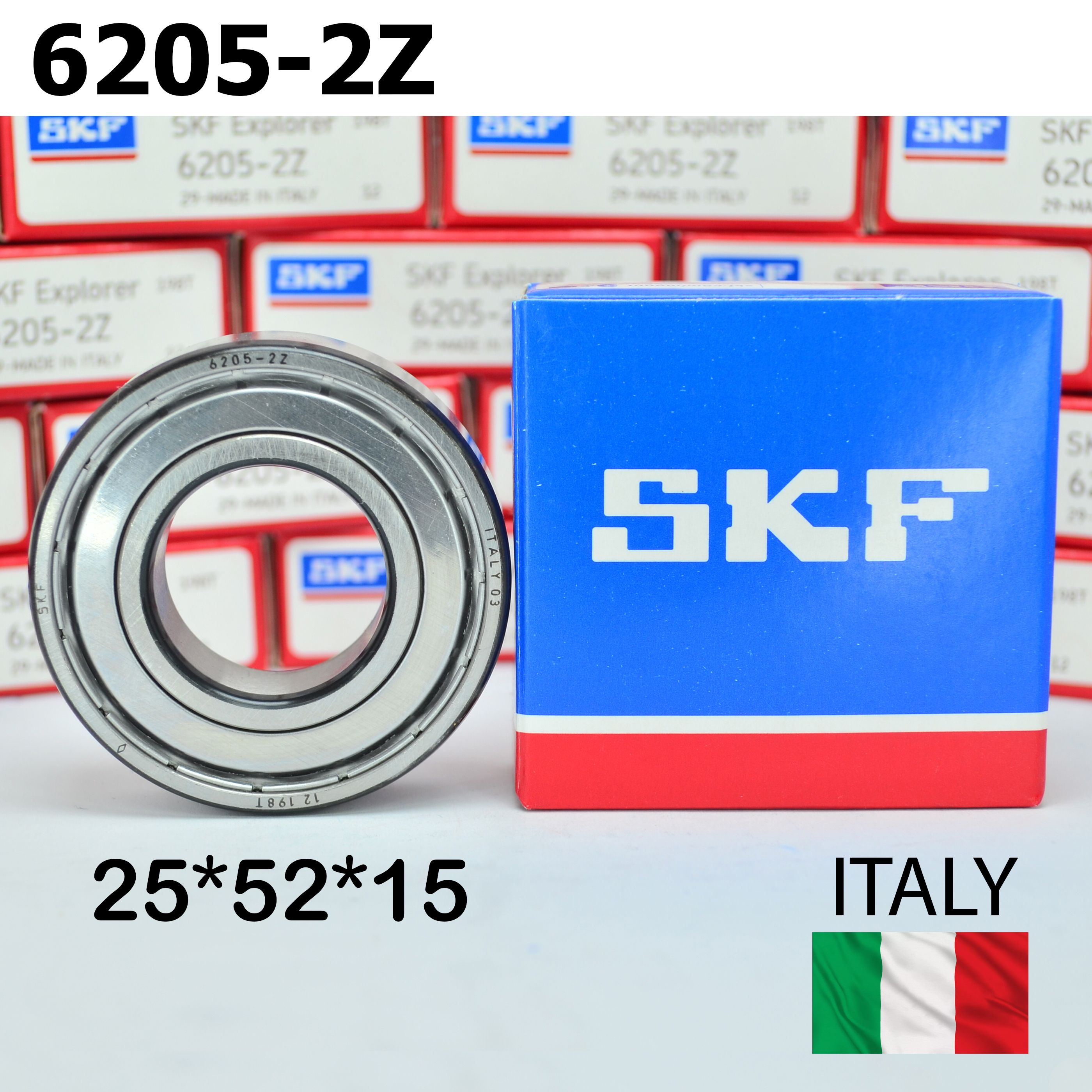 Подшипник SKF 6205-2Z (6205 ZZ / 80205 / 205) размер 25*52*15 Италия, универсальный