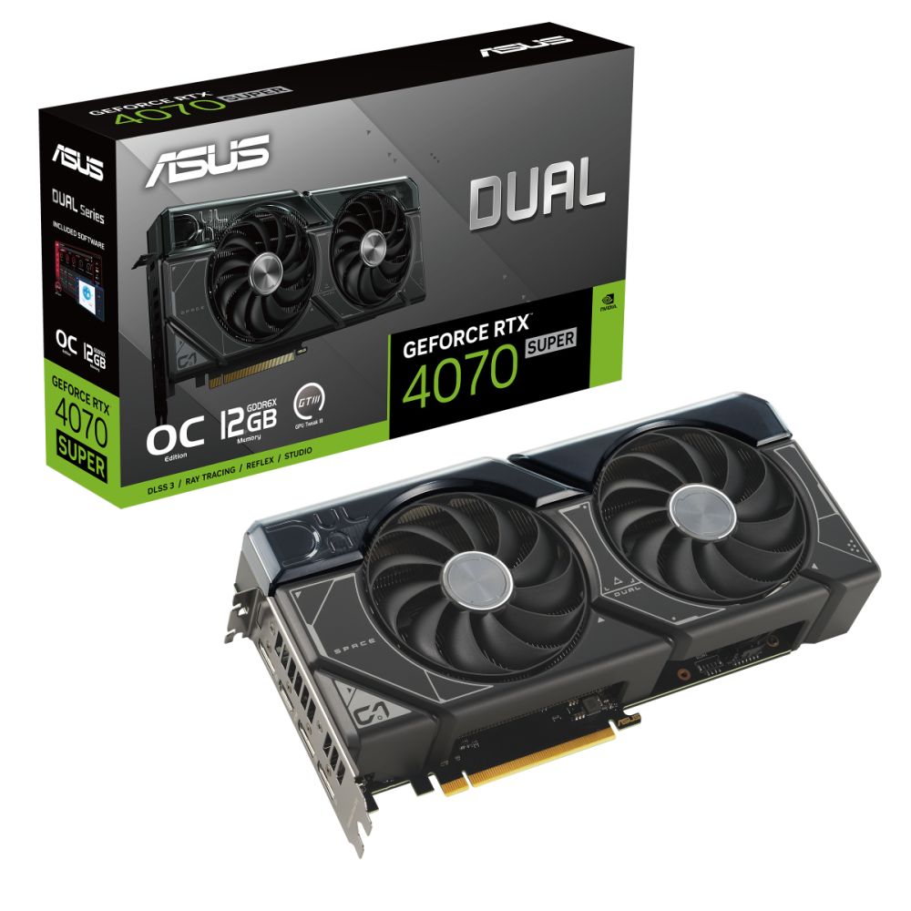 ASUS Видеокарта GeForce RTX 4070 SUPER 12 ГБ (DUAL OC 90YV0K82-M0NA00)