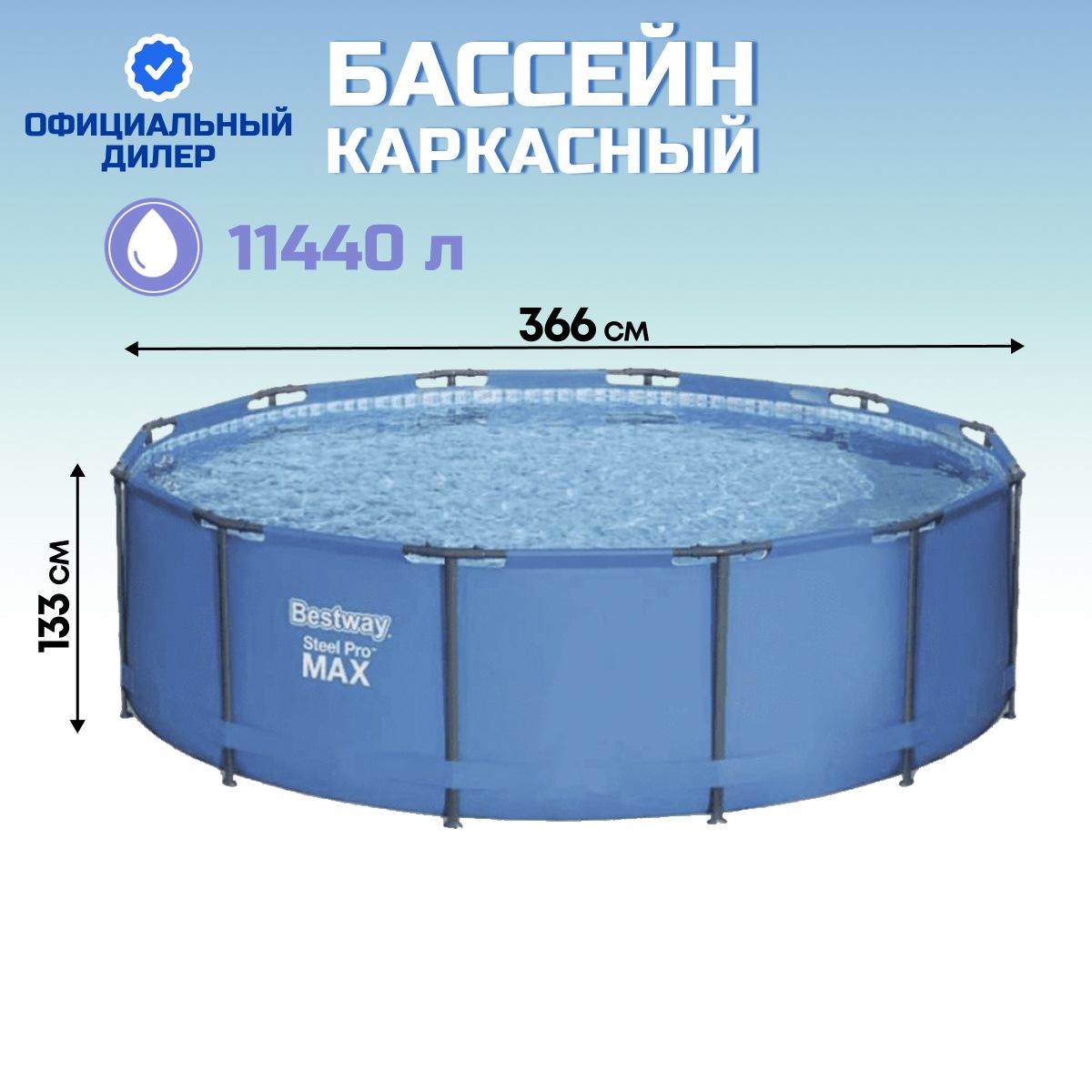 Бассейн Каркасный Круглый – купить в интернет-магазине OZON по низкой цене