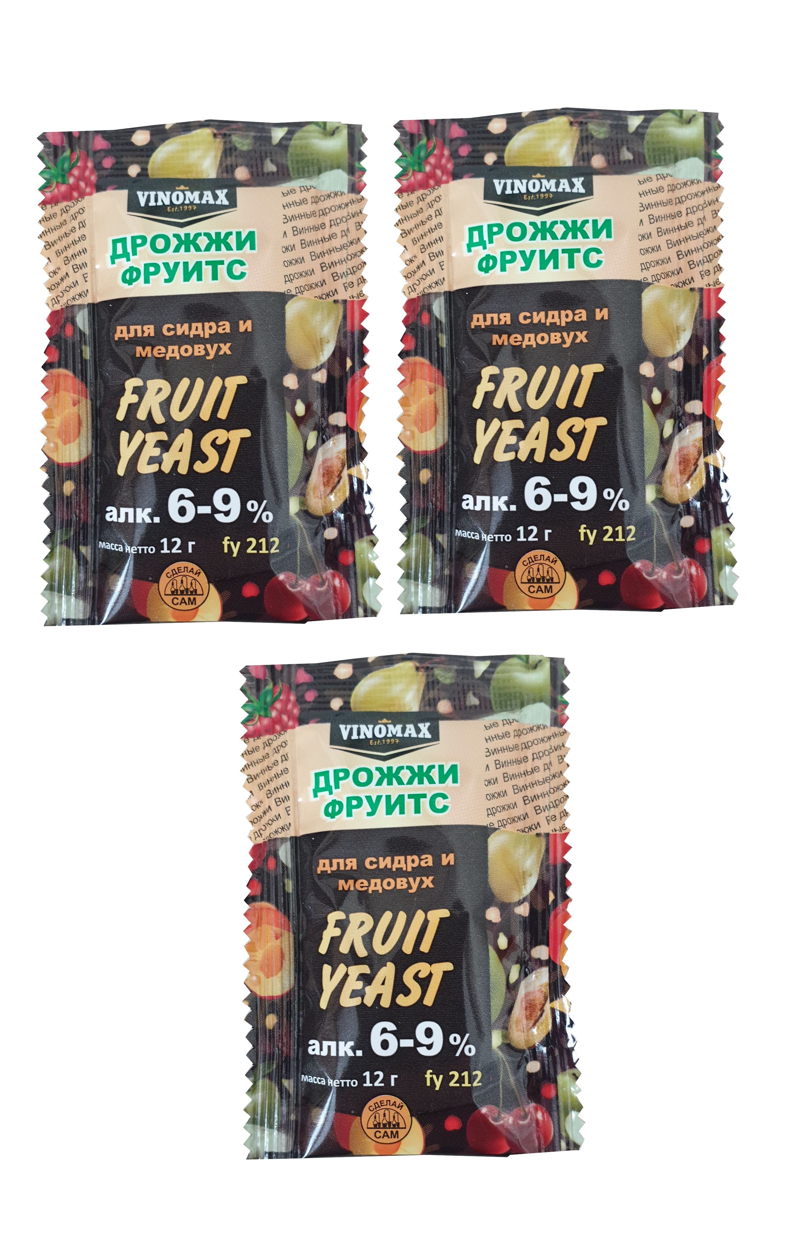 ДрожжидлясидраимедовухFRUITSYEAST,упаковка36гр.