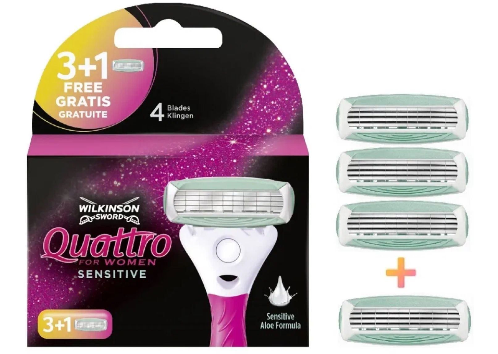 Сменные кассеты для женской бритвы Wilkinson Sword Quattro for Women Sensitive 4 шт.