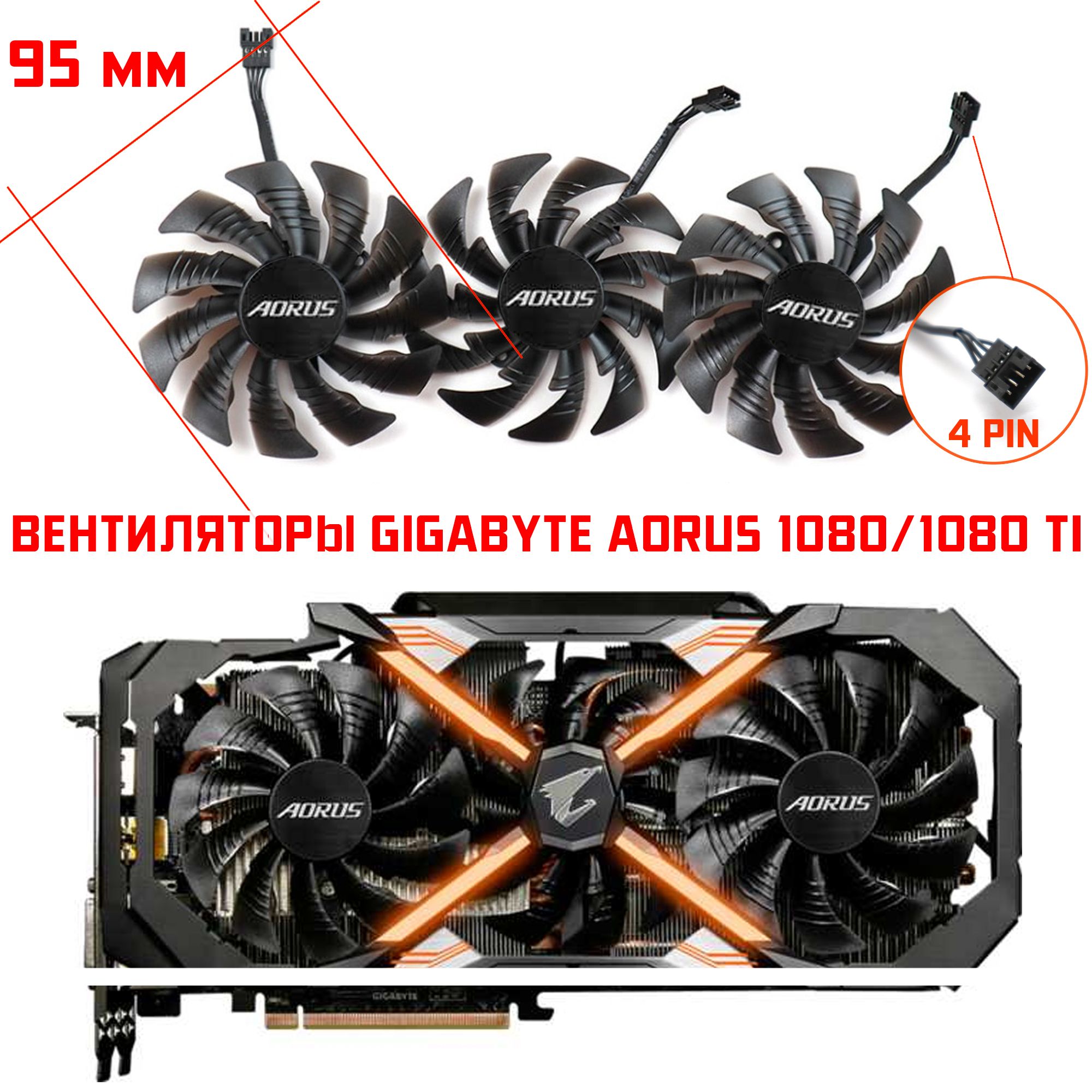 Вентиляторы для видеокарт Gigabyte Aorus GTX 1080 Ti