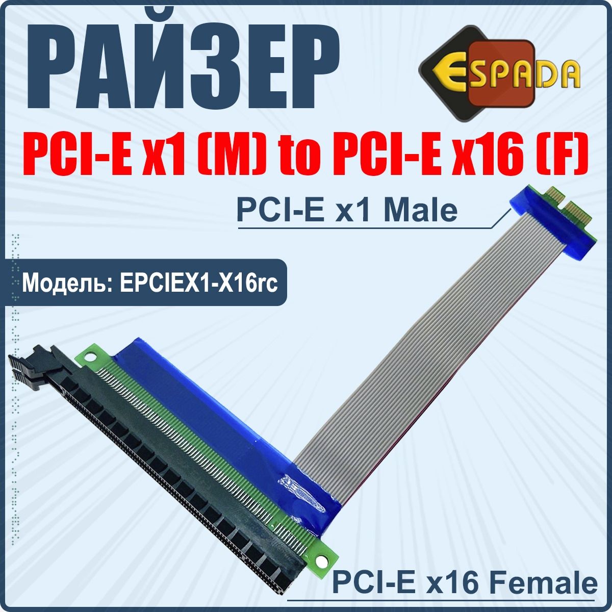 РайзерPCI-Ex1(Male)toPCI-Ex16(Female)удлинительдлявидеокарты