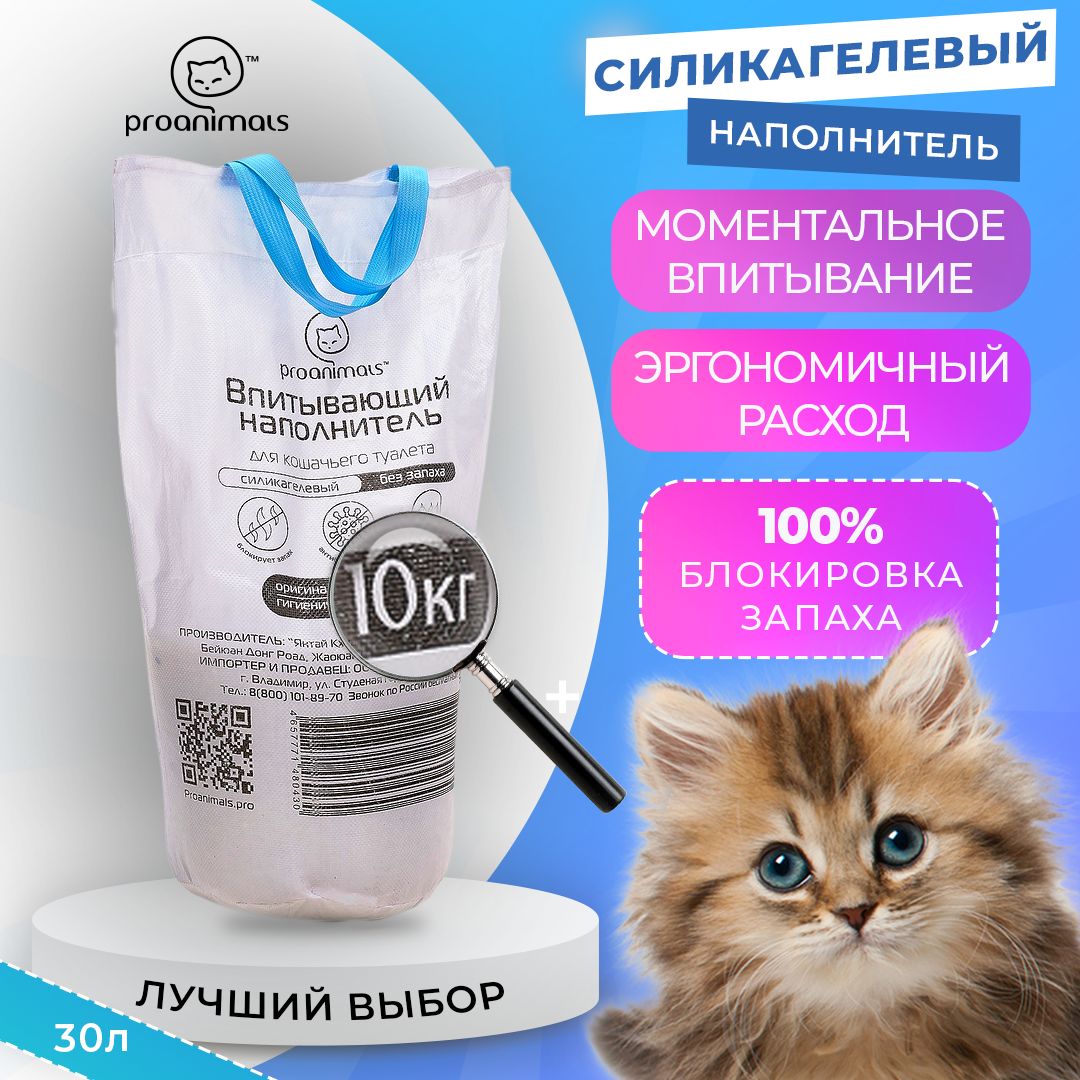 proanimals Наполнитель Силикагелевый Впитывающий Без отдушки 10000г. -  купить с доставкой по выгодным ценам в интернет-магазине OZON (981484917)