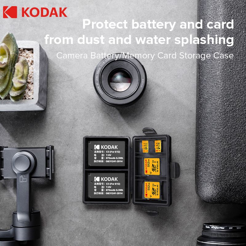 Kodak Кейс для аккумуляторов и карт памяти / водонепроницаемый ударопрочный футляр для батареек и флеш-карт