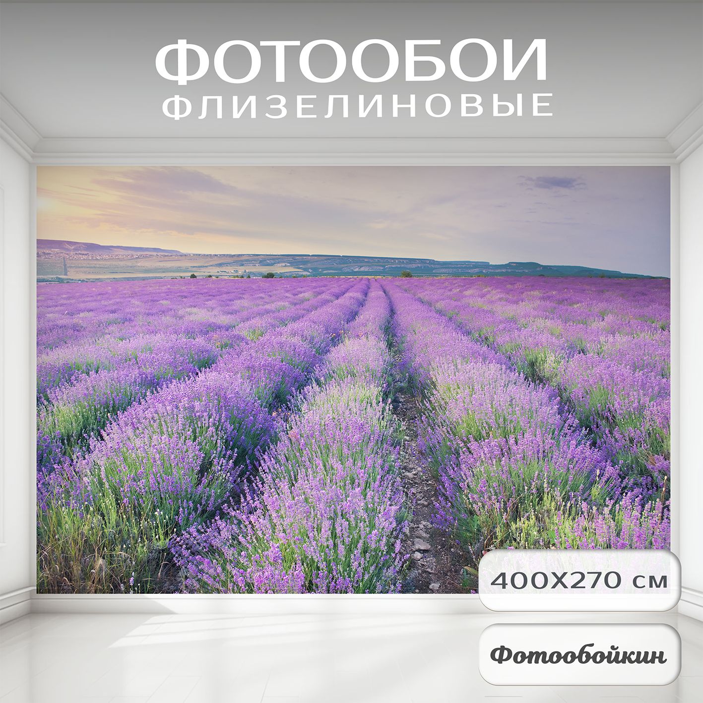 Фотообоиприрода3dнастенуфлизелиновые"Лавандовоеполе"400х270смобоисветлыевиниловыенакухню,вдетскуюкомнату;вприхожую,вгостиную,3дфресканастену