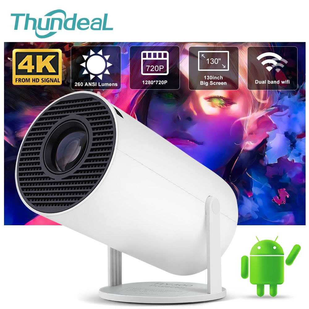 Проектор ThundeaL Проектор 4K Android 11 HY300 Dual Wifi 6 200 ANSI  Allwinner H713 BT 5.0 1080P 1280 * 720P Кинотеатр Открытый портативный  проектор купить по доступной цене с доставкой в интернет-магазине OZON  (1225233089)