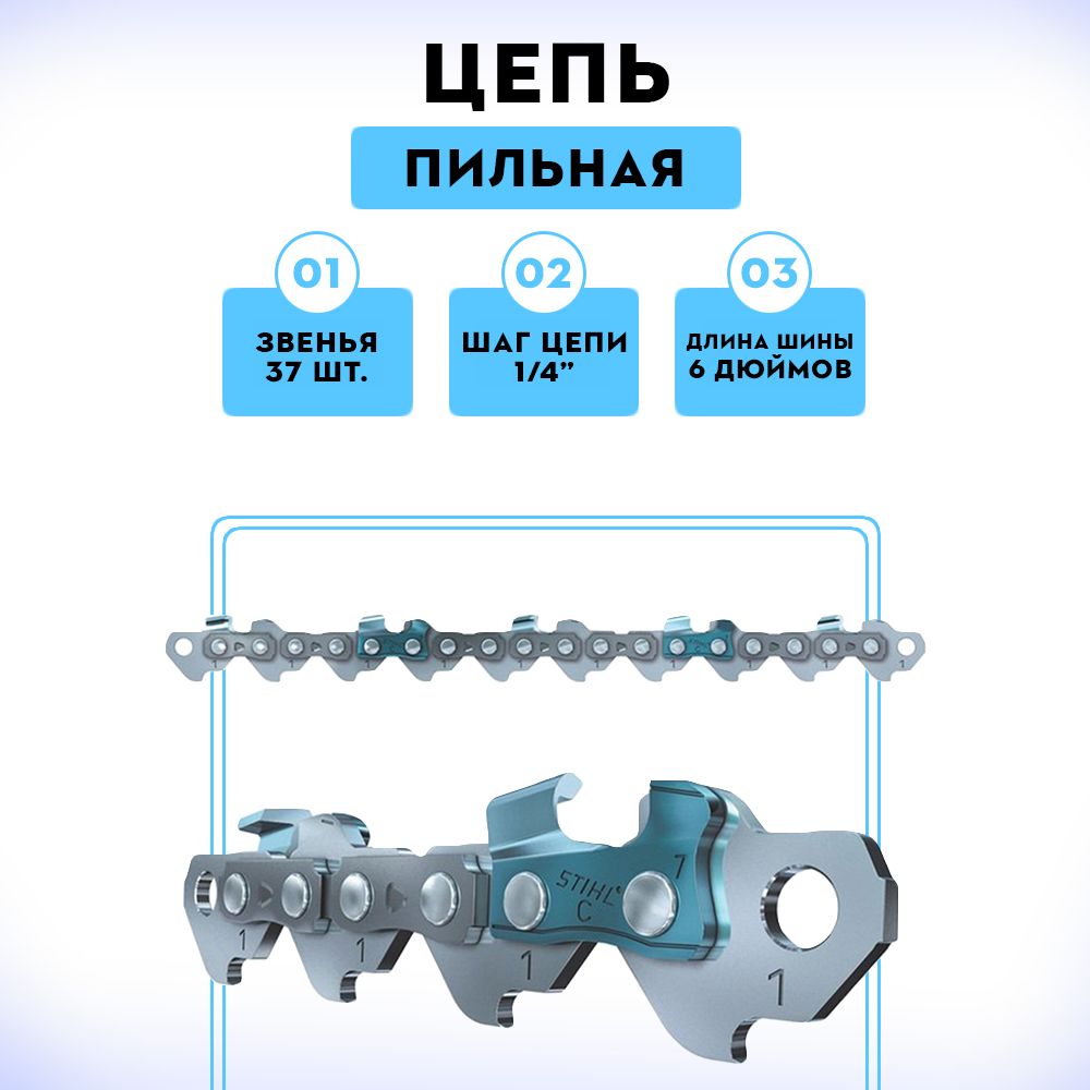 Цепьдляаккумуляторнойпилы6дюймов1/4"1.137звеньевSTIHLдляCSC1804Sturm36700000037