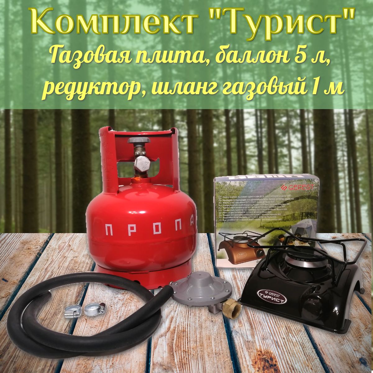 Походная газовая плита (бытовая туристическая) НЗГА ПГТ-1Б, баллон 5 л (не заправлен)