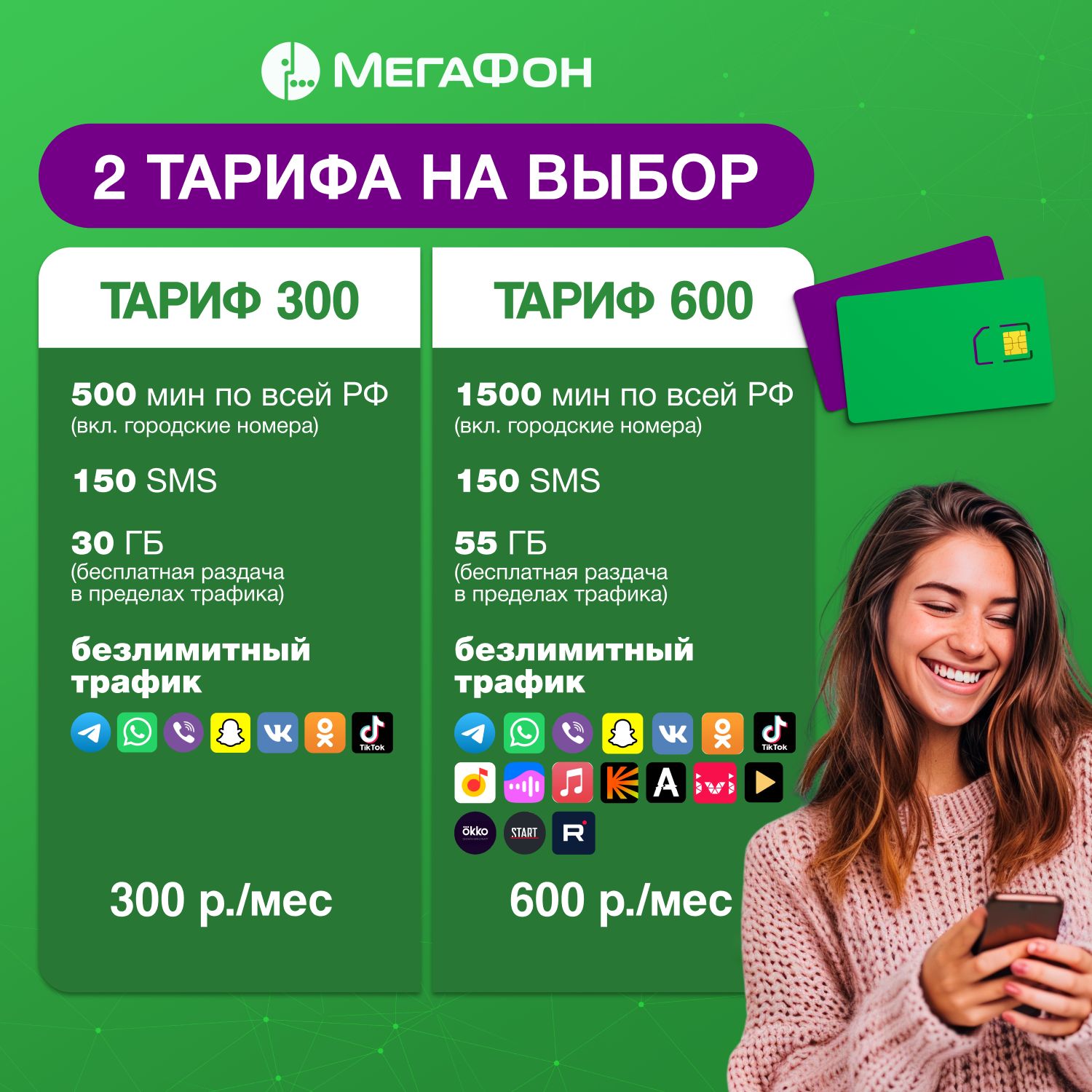 SIM-карта Мегафон 2 выгодных тарифа навсегда для Нижегородской Обл. -  купить с доставкой по выгодным ценам в интернет-магазине OZON (1550673153)