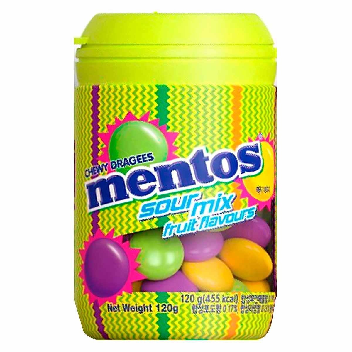 Жевательные конфеты Mentos Sour Mix микс кислых вкусов, 120 г