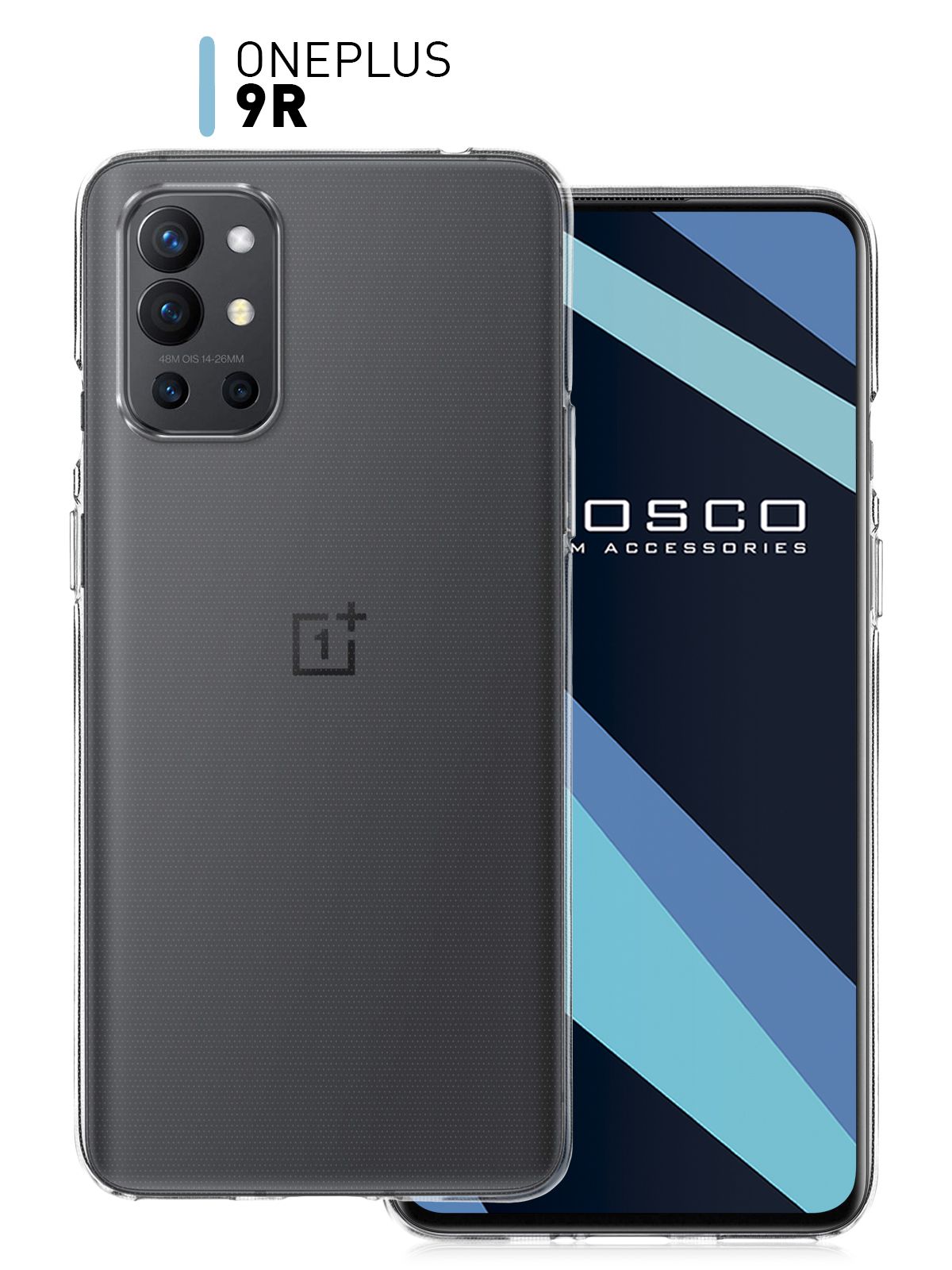 КачественныйсиликоновыйчехолROSCOдляOnePlus9R(ВанПлас9Р)сбортикомвокругмодулякамеризащитойотприлипаниячехлаксмартфону,прозрачный