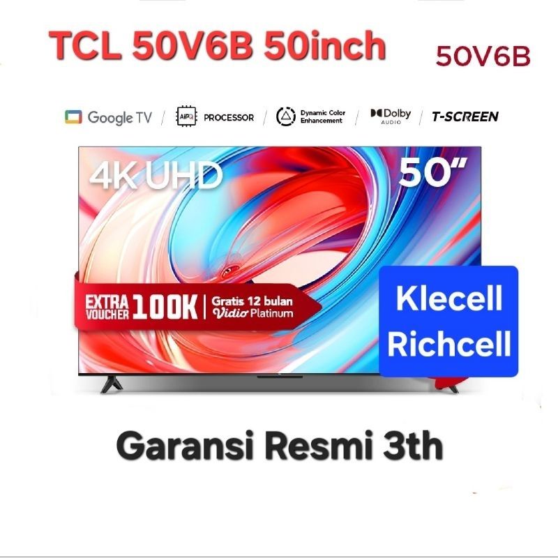 TCLТелевизор50"4KUHD,черный