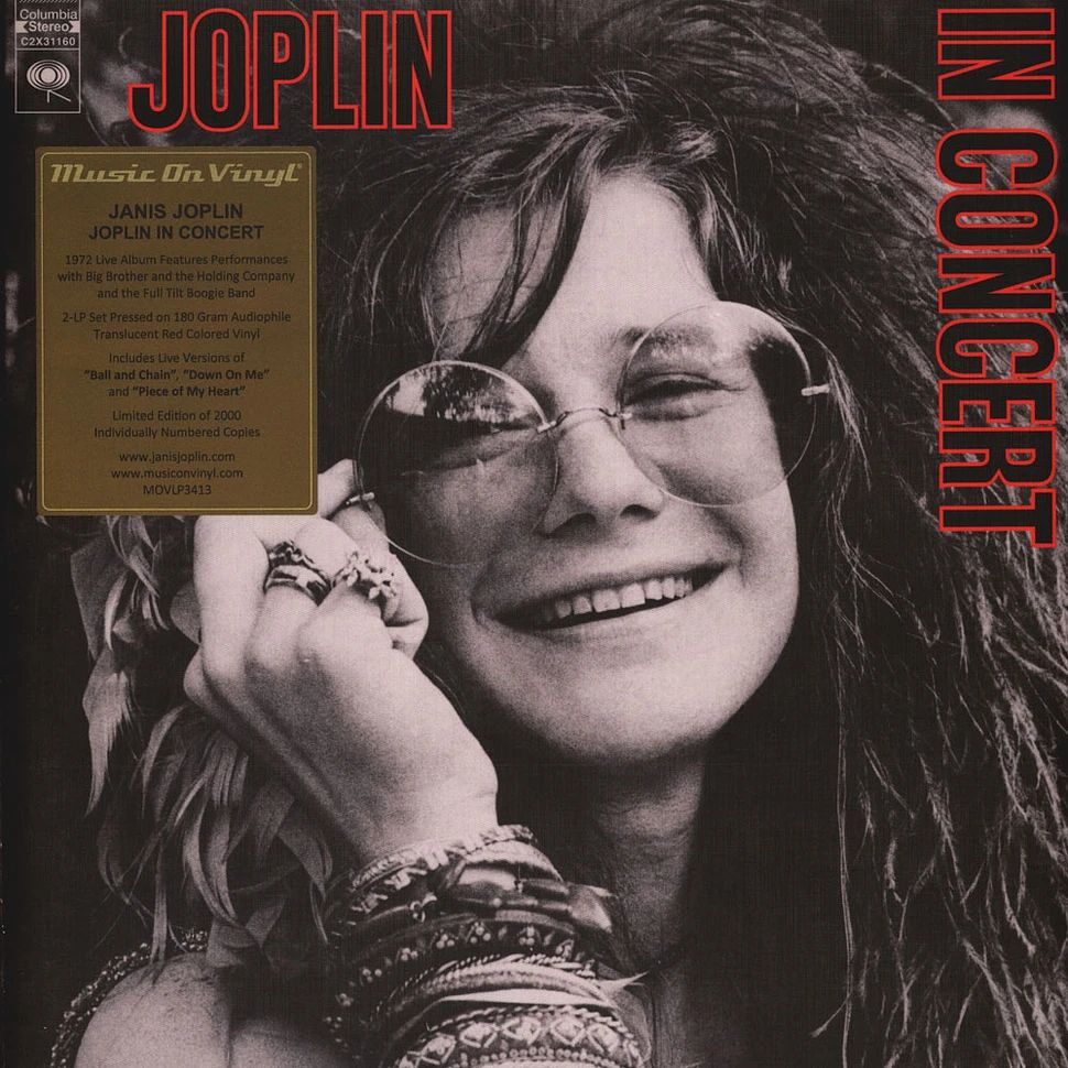 Janis Joplin - Joplin In Concert (Red Translucent Vinyl) виниловая пластинка