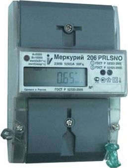 Счетчик Меркурий 206 RN 230B 5-60А DIN ЖКИ RS-485 2 тар.