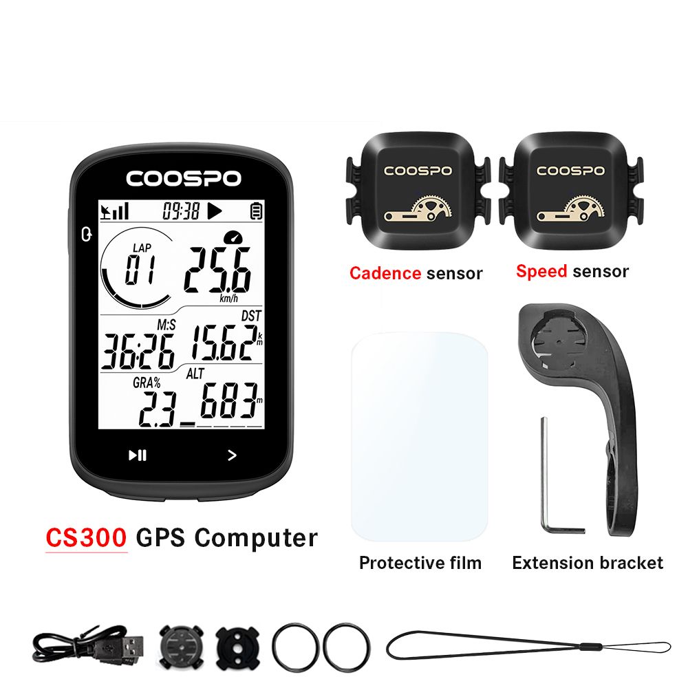 Coospo CS300 Велосипедный компьютер IPX7 Водонепроницаемый GPS 2.6 дюймовый жидкокристаллический дисплей Bluetooth ANT + Велосипедный спидометр