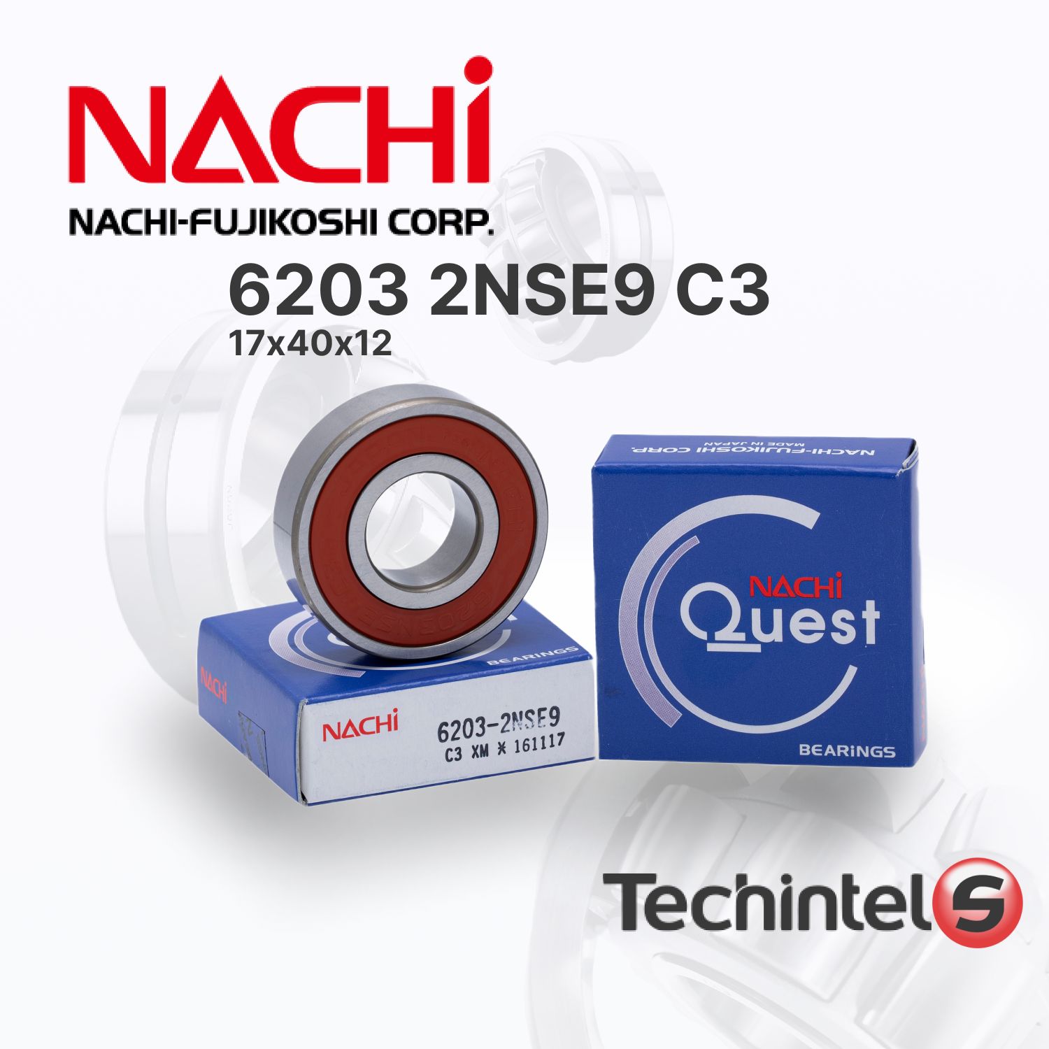 Подшипник NACHI 6203 2NSE C3 (2RS) 17х40х12