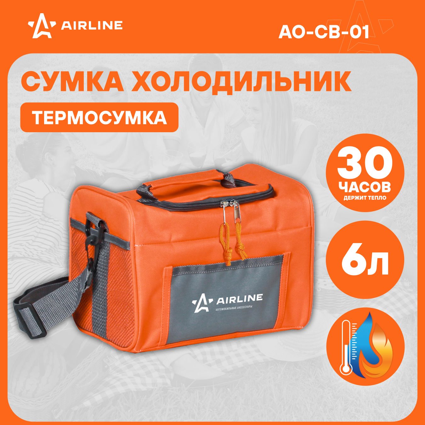 Сумка холодильник термосумка 6 л, 24*18*17 см AIRLINE AO-CB-01