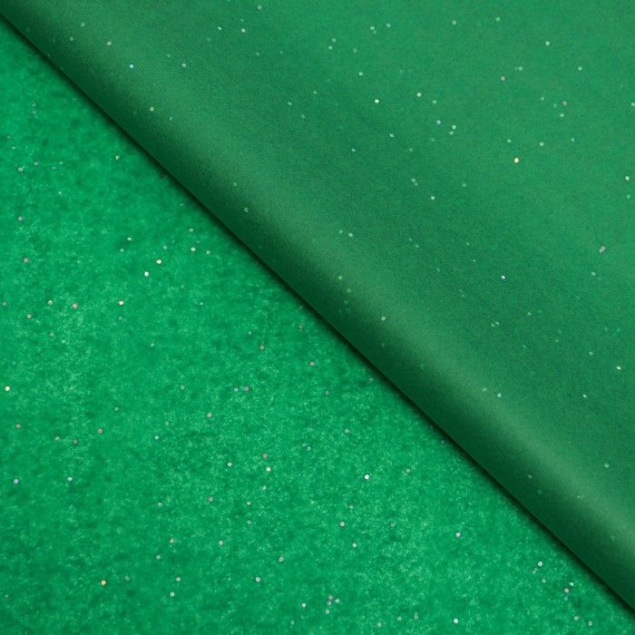 Бумага упаковочная тишью, Конфетти, тёмно-зелёный, 50см x 10 м 1уп.