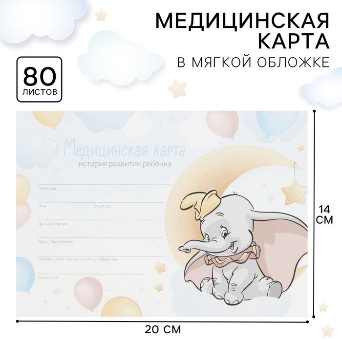 Disney Медицинская карта A5 (14.8 × 21 см), листов: 80