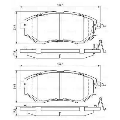 Колодки тормозные дисковые передние для Субару Легаси BM 2009-2015, Subaru Legacy BM/BR колодки тормозные дисковые передние BOSCH 0 986 494 679, oem 26296AG051