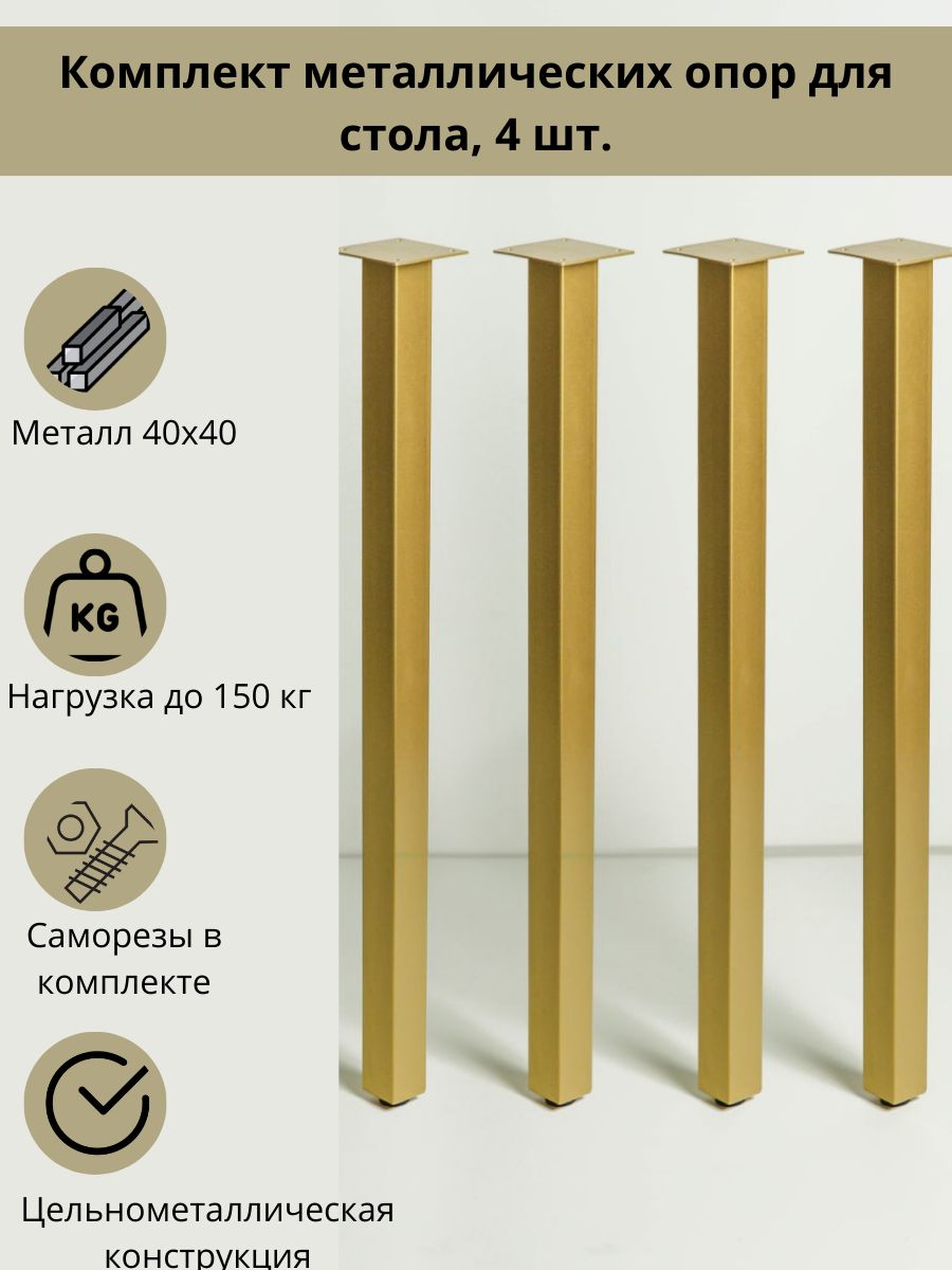 Ножкимебельныеметаллические/подстольедлястола/опора,40х40,высота73-75см,4шт.