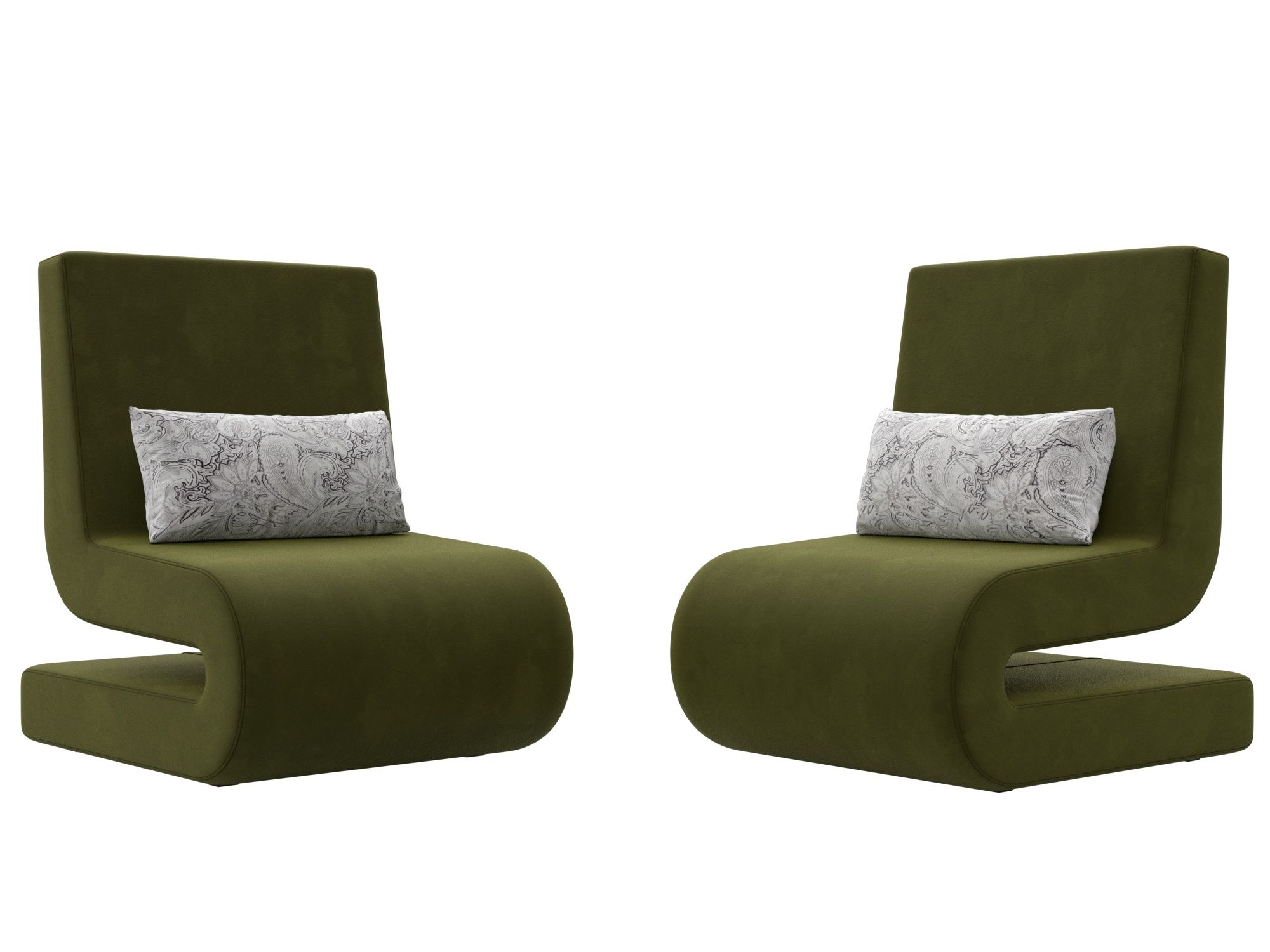 Кресло Волна (2 шт.), микровельвет, механизм нераскладной, зеленый, 65x77x78см. Хит Диванов