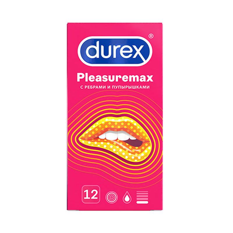 Презервативы Durex Pleasuremax, с ребрами и пупырышками, 12 шт