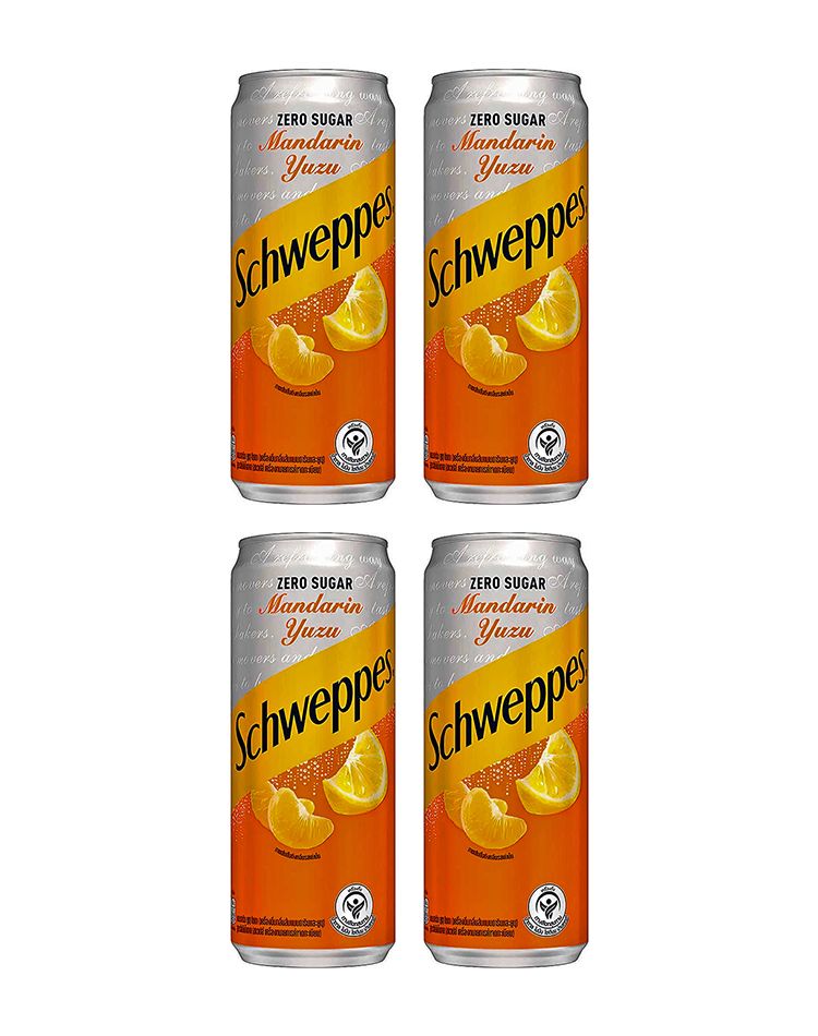 ГазированныйнапитокSchweppesMandarinYuzuZeroSugar(Slim),4штx330мл