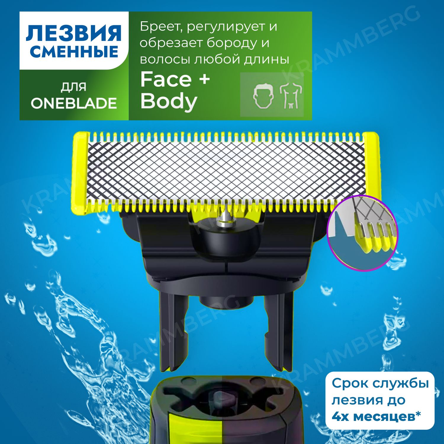 Сменное лезвие QP230/50 для OneBlade Philips и One Blade Pro, Насадки для триммера 1 шт