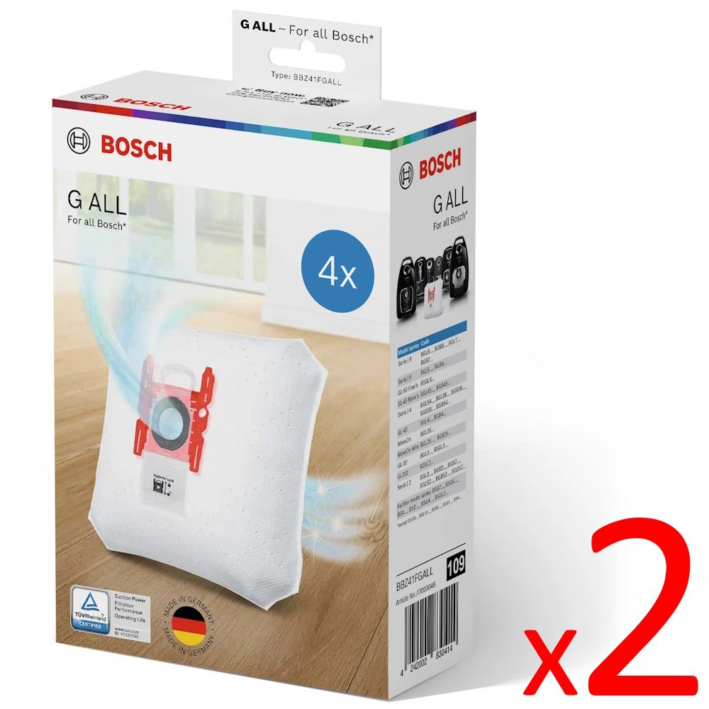 2 ШТУКИ - Мешки-пылесборники Bosch PowerProtect, тип "G ALL", 4 шт, BBZ41FGALL - 17003048