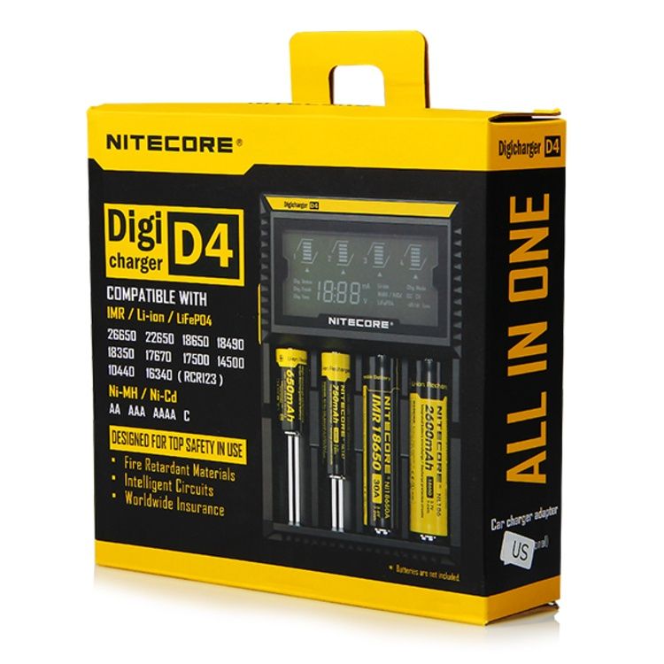 Зарядное устройство для аккумуляторных батареек Nitecore D4 (на 4 АКБ)