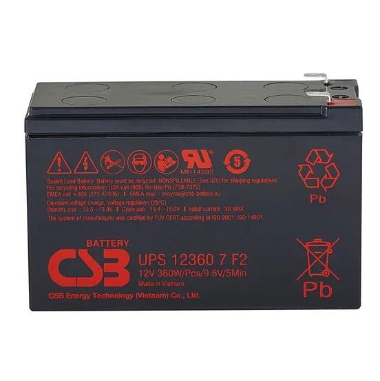 Аккумулятор 12В 7.5Ач для ИБП CSB UPS123607 F2