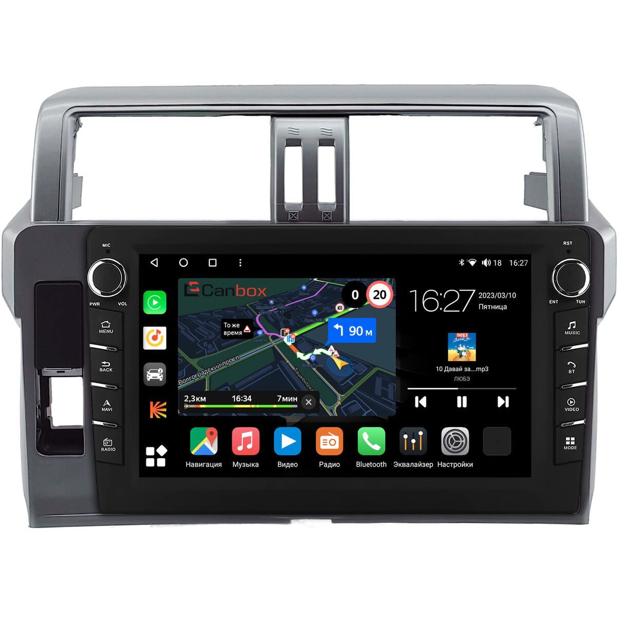 Штатная магнитола Toyota Land Cruiser Prado 150 2013-2017 (Тип 2) Canbox M-Line 7835-1051 на Android 10 (4G-SIM, 2/32, DSP, QLed) С крутилками