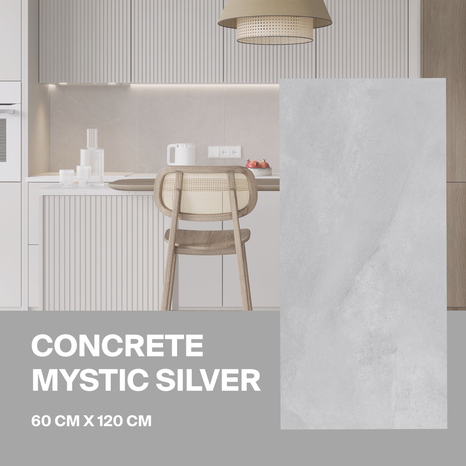 Керамогранит Ceradim Concrete Mystic Silver светло-серый 60х120 Матовый в упаковке 1,44м2 (2 плиты)