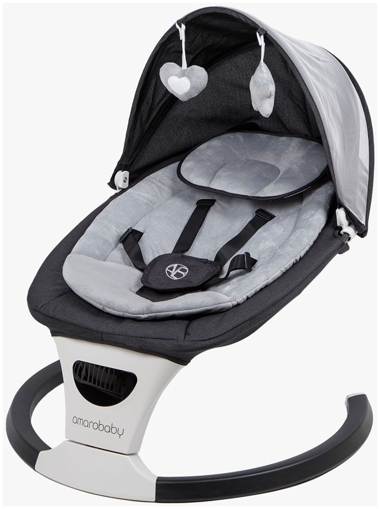 Электронные качели детские Amarobaby Teddy swing, черный