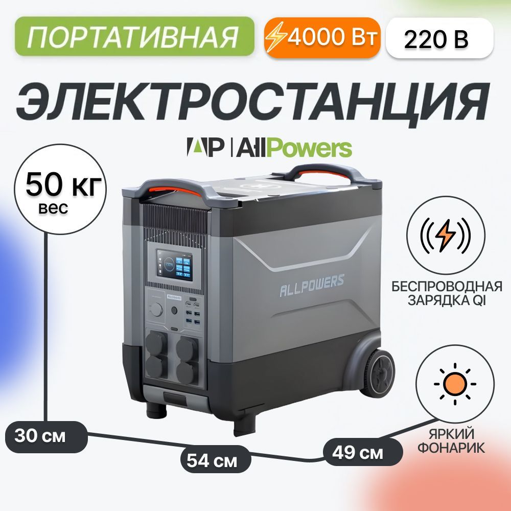 Портативнаяэлектростанция220вAllpowersR40004000Вт/934054мАч